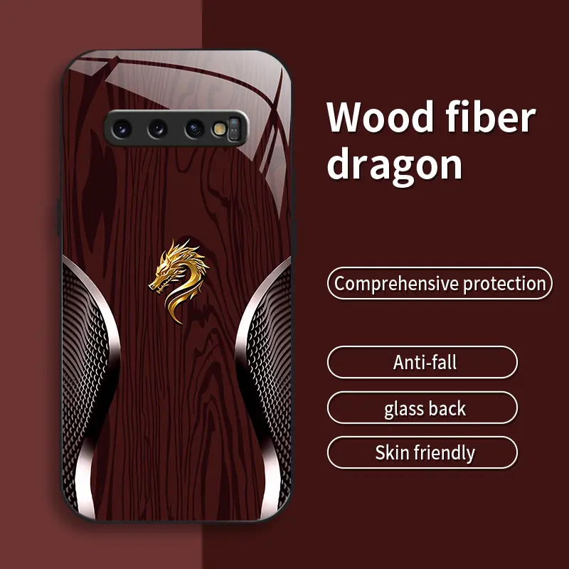 Suitable for [Galaxy S10 Plus] Personality, simple, luxurious, split dragon pattern, creative, business, high-end, drop-proof glass mobile phone case, affordable, drop-proof, anti-fingerprint-888