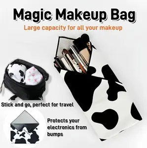 Self-adhesive folding cosmetic bag - Cosmetics stay in place without bumping - Water-resistant compartment - Portable for travelling
