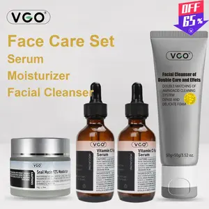 VGO-Vitamin C Serum Moisturizer and Facial Cleanser Set Suitable for sensitive skin and Skincare Facial Daily Moisture Serum Gentle Acne Radiance Comfort Skin Repair Hydrate Hydrating Moisturizing moisturizer vitamin Brightening Mucin Radiant Snail Mucin