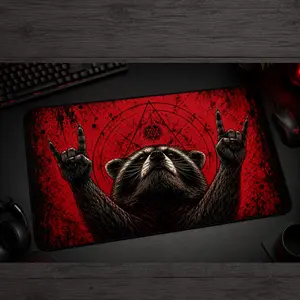 MTG Playmat Metal Raccoon MTG Tokens TCG Playmat Funny Goth Rock Anime Desk Mat Funny Custom Playmat Mousepad, DnD, mtg Accessories Playmats