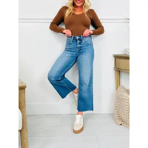 Straight To The Top Tummy Control Cropped Wide Leg Jeans