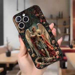 Case for iPhone 16 Pro Max 15 Plus 14 13 12 11 XS Flowers Archangels Aesthetic Pattern Anti-Scratch Shockproof Soft Silicone Protective Cover