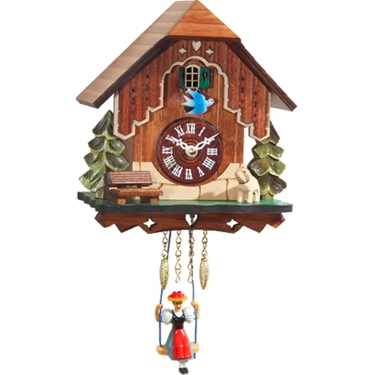 ENGS 0186SQ Engstler Battery-Operated Mini Music-Chime Clock with Wooden Base, Wall Clock for Living Room Decor & Room Accessories
