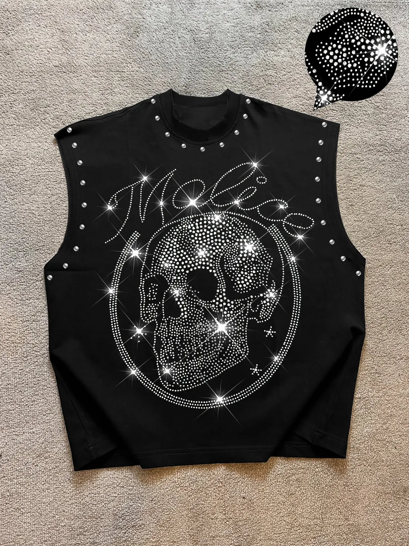 Men's Casual Graphic Vest, Sparkle Skull Print, Comfortable Fabric, Versatile Fit, Perfect for Outdoor Activities, All Seasons, Graphic Tank Top