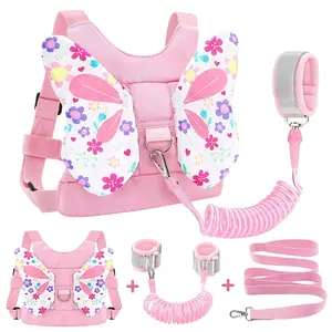 Toddler Harness Leash, Cute Butterfly Kids Leash + Anti Lost Wrist Link for Outdoor Travel, Adorable Child Walking Harness Wristband Assistant Strap Belt Keep Kids Close for Baby Boys Girls