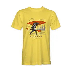 Hooligan Outdoors Sasquatch Canoe Classic Graphic T-Shirt 100% Cotton Men