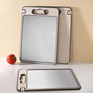 Stainless Steel Cutting Board, Modern Cutting Board, 1 Count Double Sided Non-slip Chopping Board with Juice Groove, Kitchen Cooking Accessories, Kitchen Gadgets