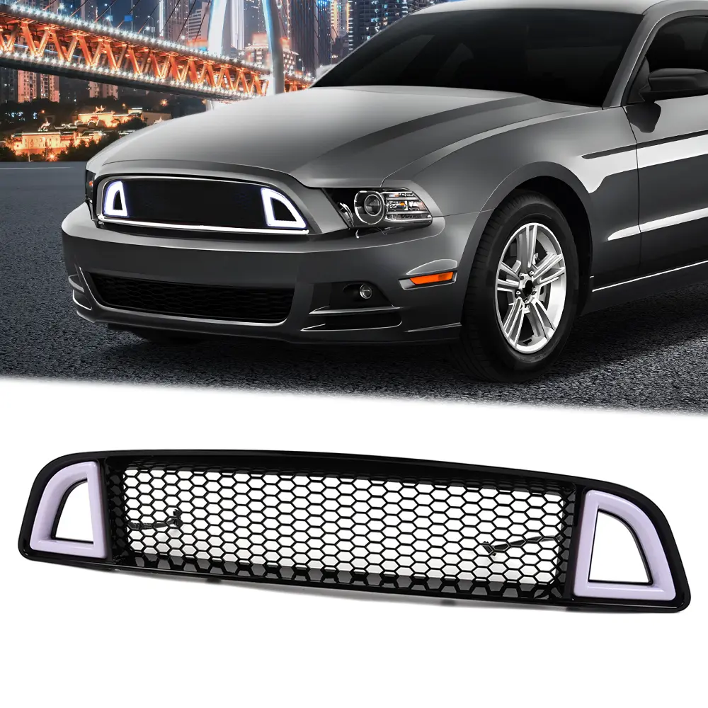 LED Honeycomb Front Grille with DRL Light | Fits 2013-2014 / 2015-2017 / 2018-2021 Ford Mustang