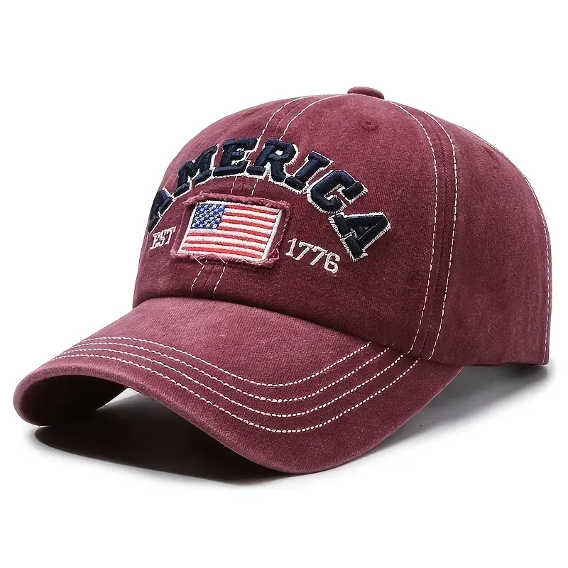 Vintage Cotton American Flag Embroidered Unisex Adjustable Dad Hat - Streetwear, Casual Sports Fashion Accessory Cap