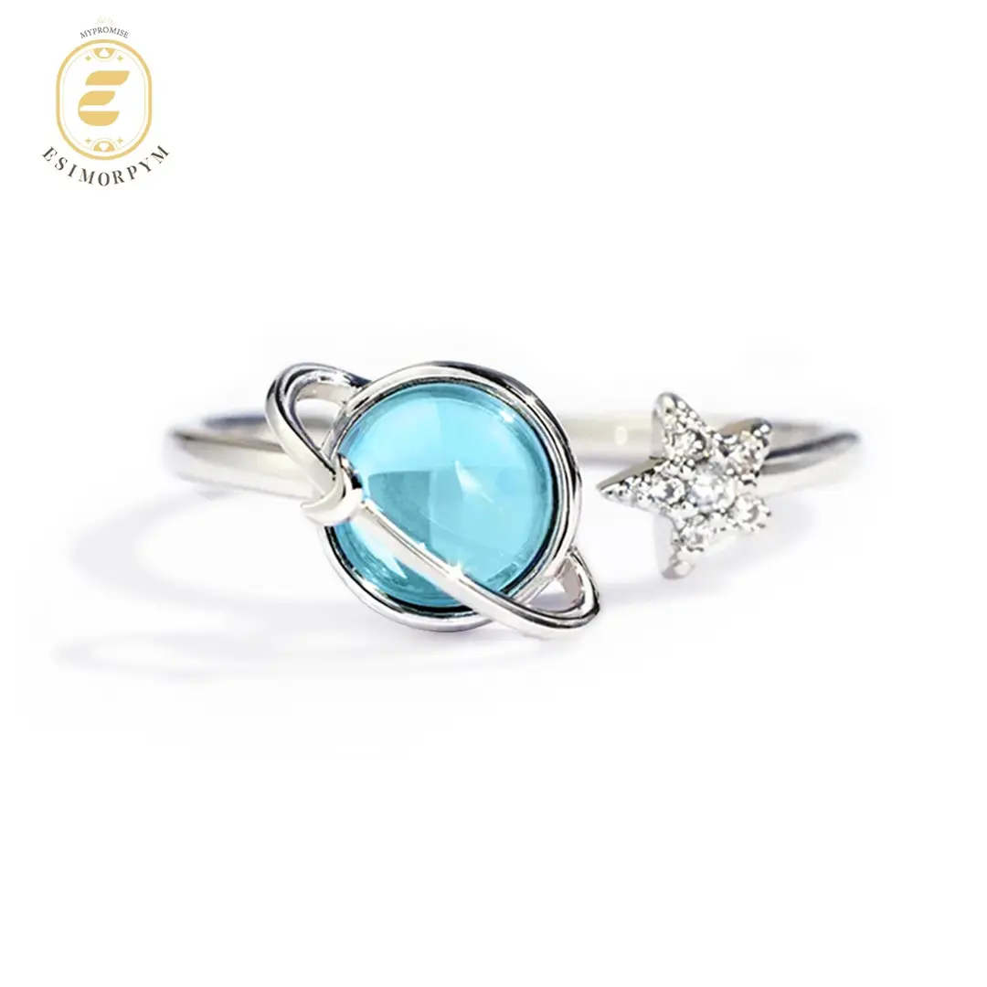 EOM Dream Planet Star Ring Cubic Zirconia Jewelry Christmas Birthday Weddings Anniversaries Party Gift Daily Wear