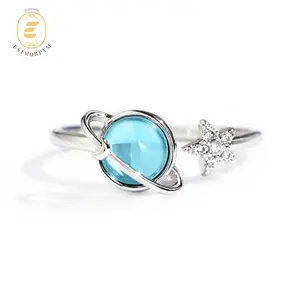 EOM Dream Planet Star Ring Cubic Zirconia Jewelry Christmas Birthday Weddings Anniversaries Party Gift Daily Wear