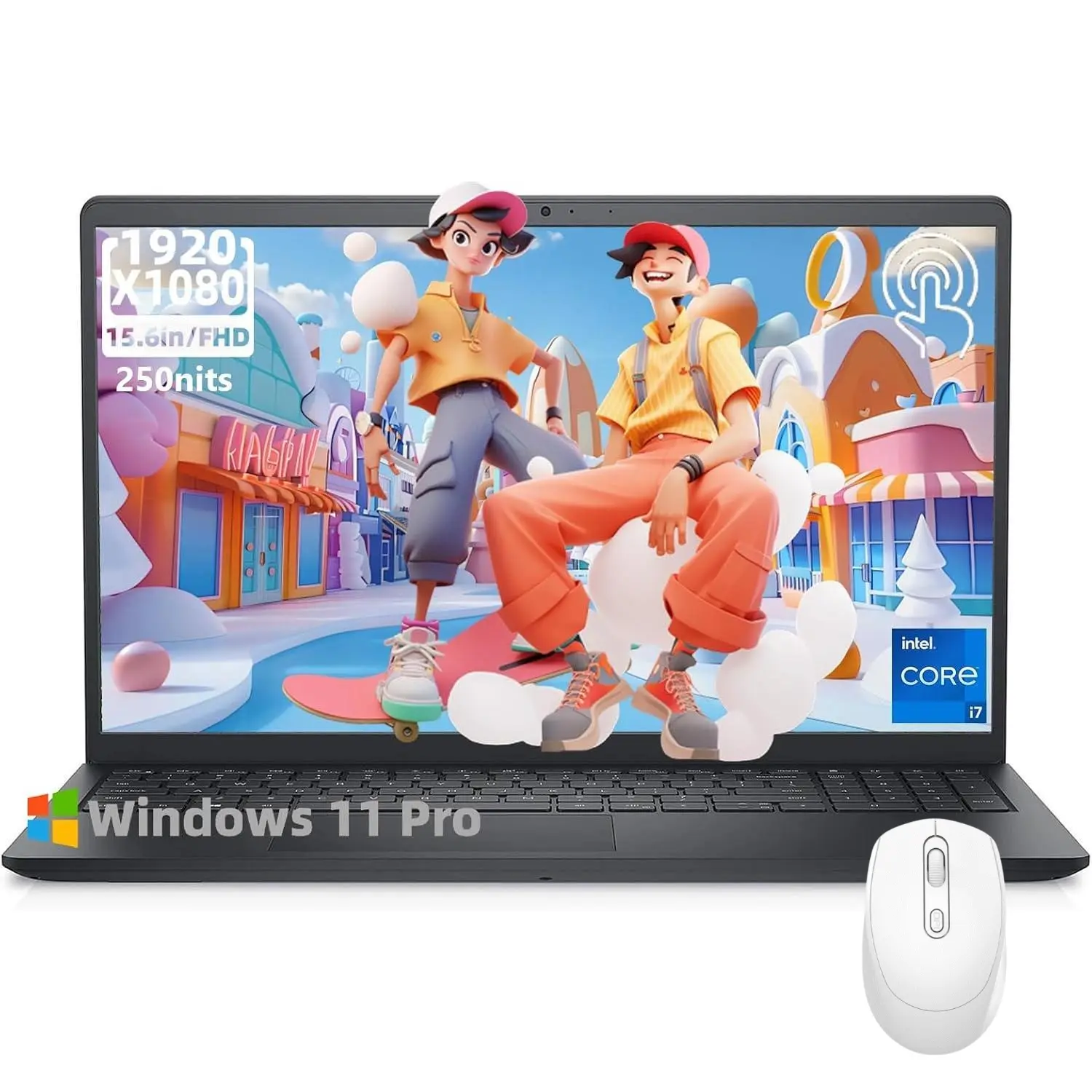 Dell 15.6" FHD IPS Touchscreen Laptop, 13th Gen Intel 10-Core i7 Processor, 16GB RAM, 1TB SSD, Windows 11 Pro, Wi-Fi 6, USB-C, HDMI, Business and Student PC for Efficient Productivity, Black