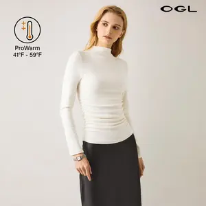 OGL Eco-Mousse Thermal Ruched Sides Tuckable Mockneck Top ProWarm 41F-59F Elegant Knit Minimalist Womenswear teacher bae outfit Clothes Clothing SpringStatements
