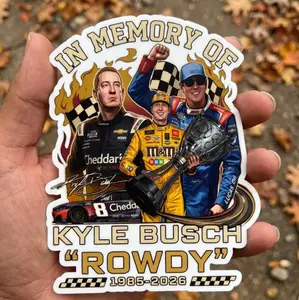 Die-Cut Stickers - Kyle Busch Merch, Kyle Busch Number 18 Tribute Commemorative Sticker, RIP Kyle Busch 2026, Racing Stickers, Gift For Fan Womens & Mens