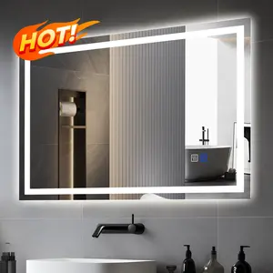 GALENTAL 72*36 Inch LED Bathroom Mirror with Lights Over Sink Dimmable Touch Control 3-Color Options Wall Mounted Defogging Memory Timing Tempered Glass Modern White Decor Home Interior