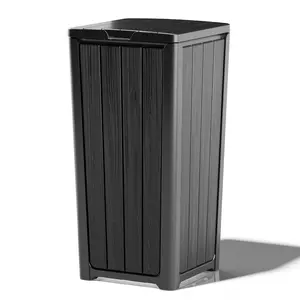 Modern 50-Gallon Dual-Tone Outdoor Trash Can | All-Weather Sturdy Bin with Locking Lid | Black & Grey-Christmas Gifts.