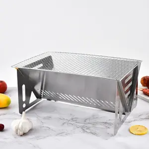 Outdoor Camping Foldable Stainless Steel Grill, Portable Mini BBQ Fire Pit, Convenient Carry-Anywhere Campfire Stove, Camping Equipment