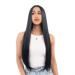 27-Inch Solid Black Straight Synthetic Wig | 【Heat Resistant】【Cap Included】 | #20 FSGB
