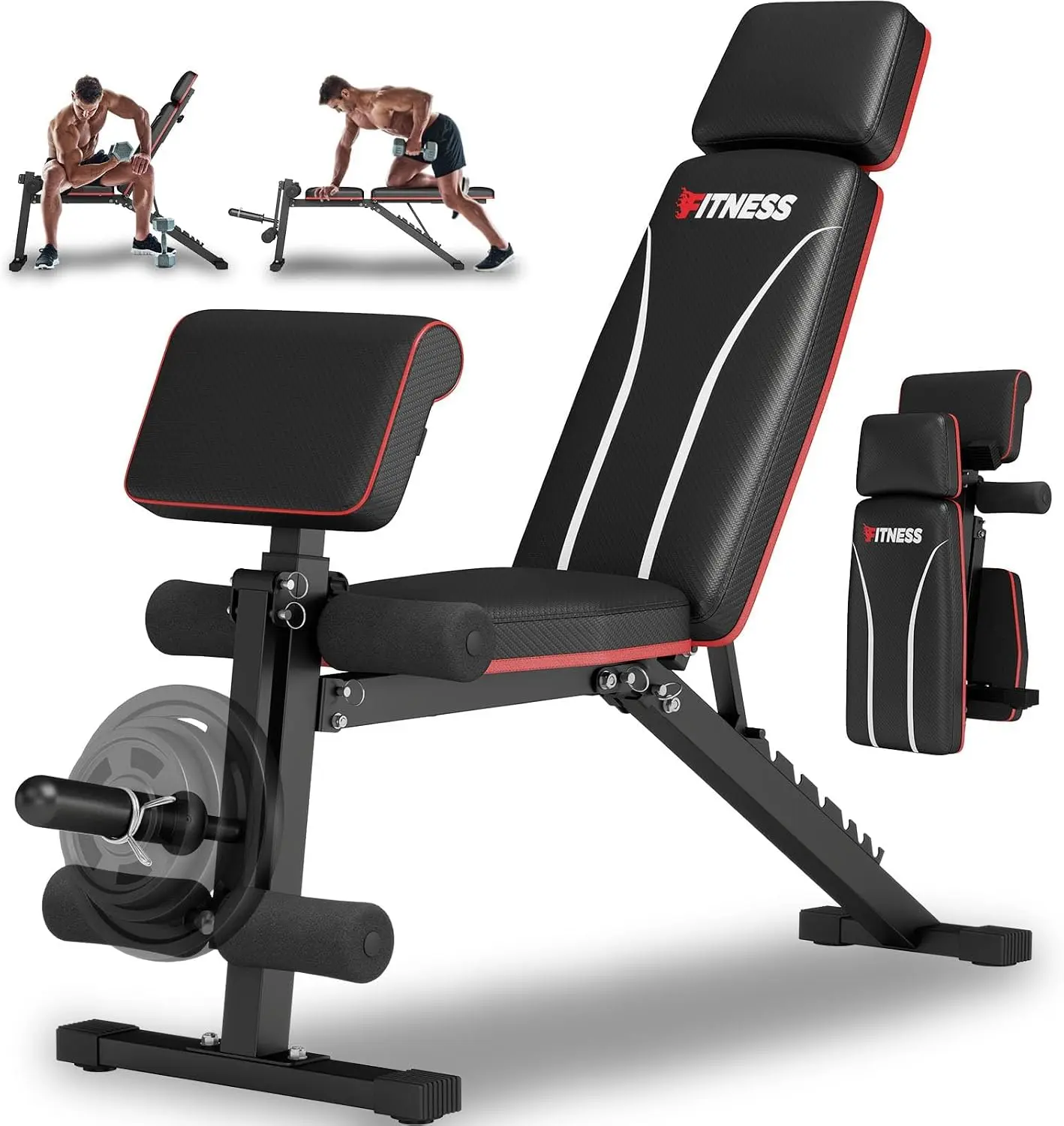 Adjustable Weight Bench with Leg Extension and Preacher Pad- Foldable Workout Bench Press for Home Gym, Banco Para Hacer Ejercicio Incline Decline Sit up Workout Equment