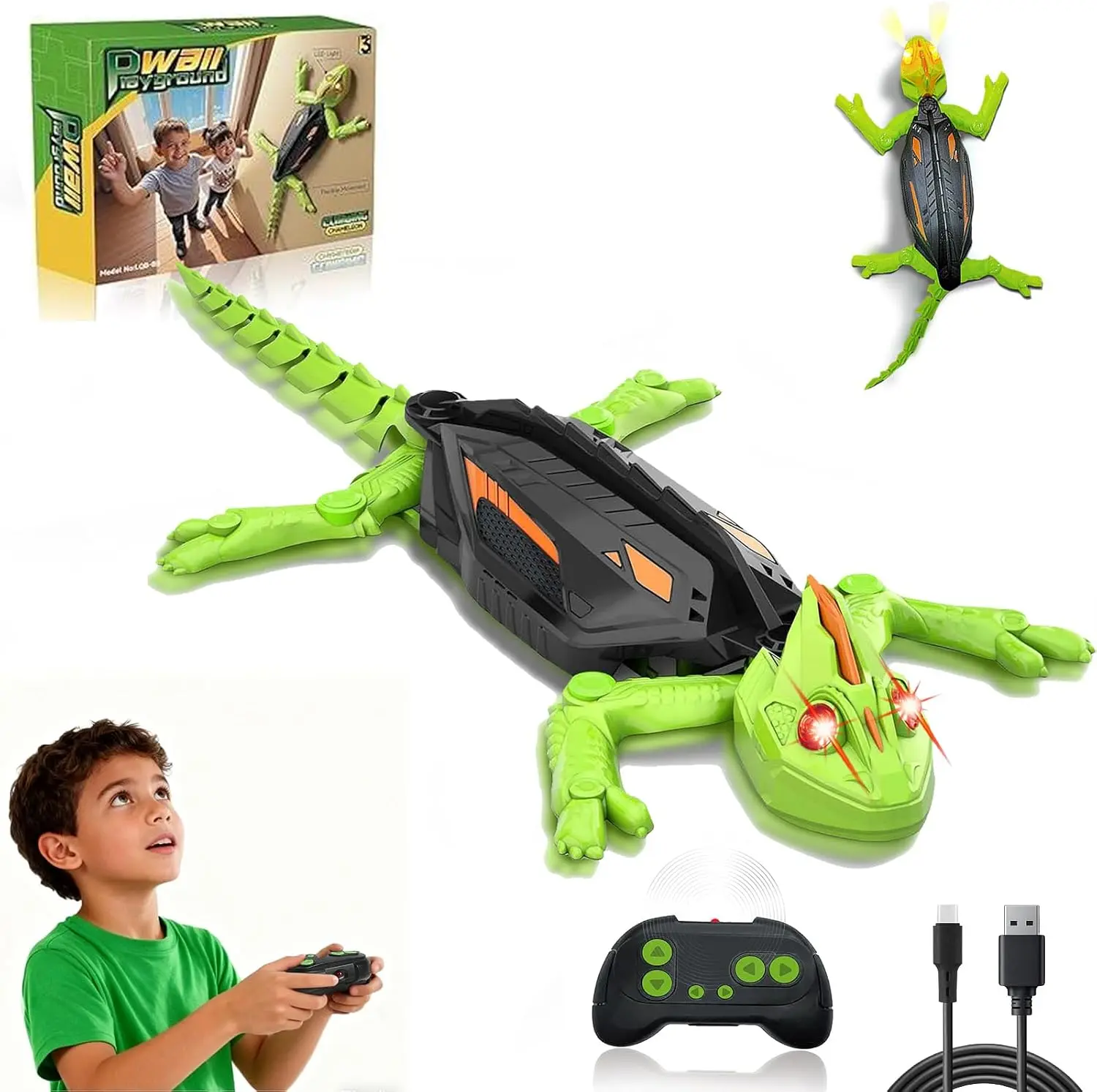 Unisex 2.4GHz Remote Control Wall Climbing Spider Toy - 2-in-1 Speed, Rechargeable USB-C Cable, 18-30 Minutes Playtime, Luminous Nightlight, 360° Rotation, Powerful Suction Tech, Indoor Kids' Halloween Gift, Remote Control Hobby