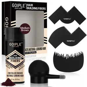 Natural Hair Building Fibers Set for Men and Women Hair Thickening Powder Adds Volume Root Cover Up Root Touch Up (Medium Brown)