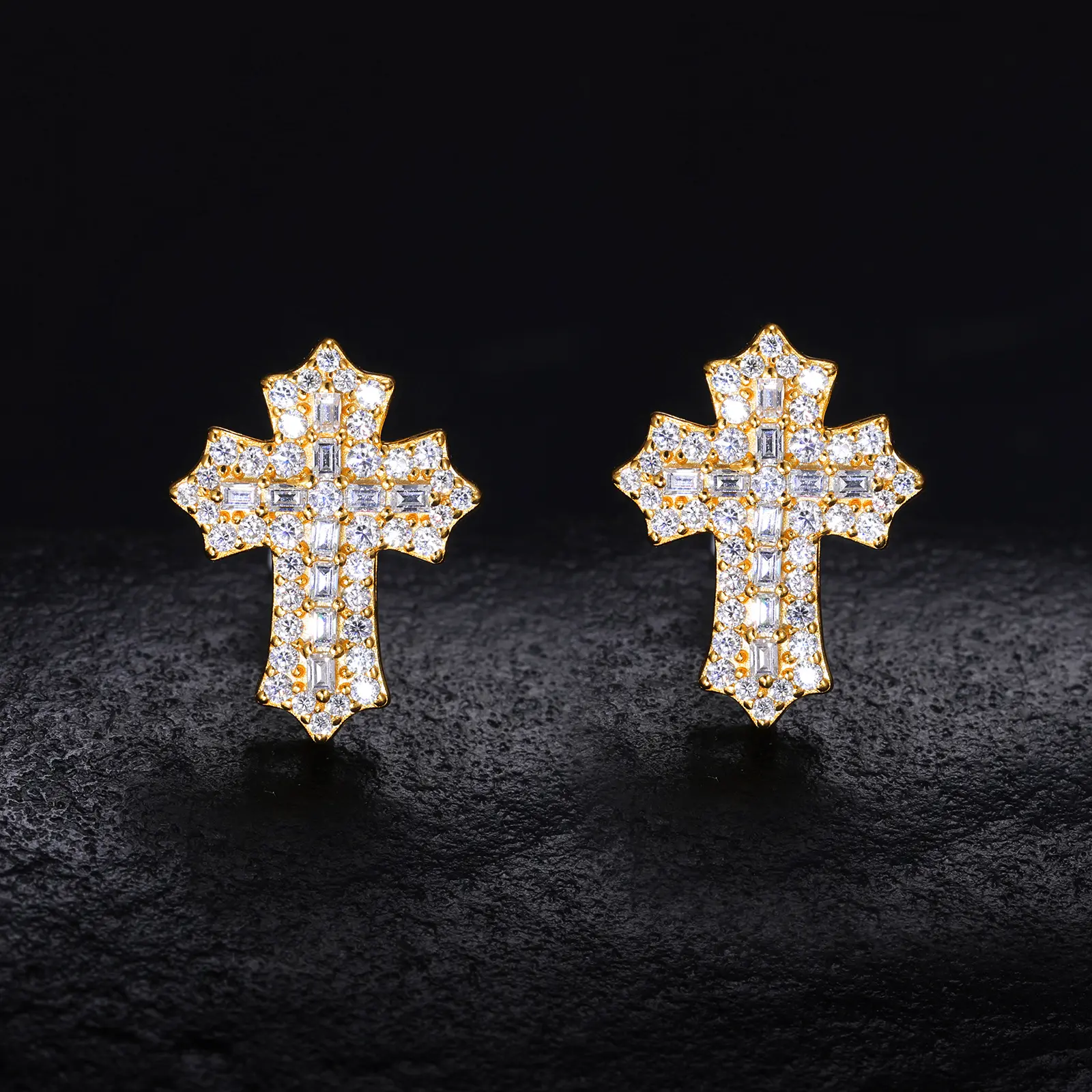 S925 Sterling Silver Certified Moissanite Stud Earring Jewelry - Stylish Square Cross-Stitch Design, High Quality Statement Earrings, Versatile Daily Understated Luxury Anniversary Gift for Women