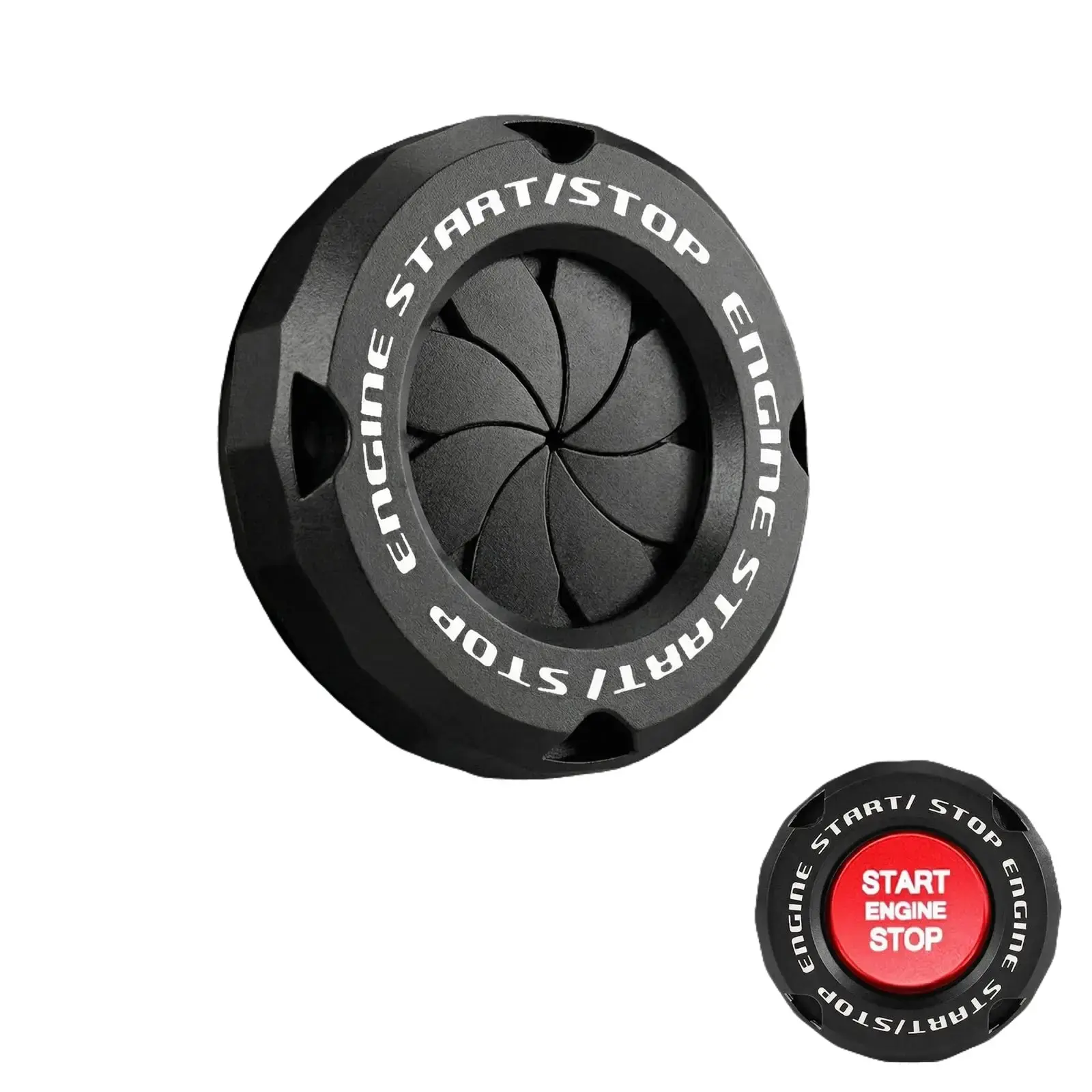 【Summer Survivals】Joytutus Universal Rotary Push Start Button Cover -  Multifunctional Car Accessories Engine Start Stop Switch Cover, Cool Racing Style Ignition Button Decor Summerfinds, Motorcycle Ignition Key Switch Cover Protector - Black/Pink