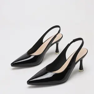 Slingback Pointed Heels That Slap! Kitten Heel + Patent Leather – Elegant Office Style
