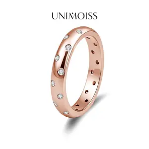 UniMoiss Moissanite Starry Sky Eternity Ring Silver-Plated Jewelry Wedding Engagement Anniversary Valentine's Day Birthday Gift Daily Wear