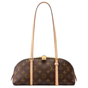 Louis Vuitton Squire EastWest Monogram Shoulder Bag with Padlock and Zipper Closure for Women in Brown