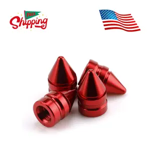 Car Tire Valve Caps, 4 Pieces of Universal Aluminum Alloy Tire Trim (Red)