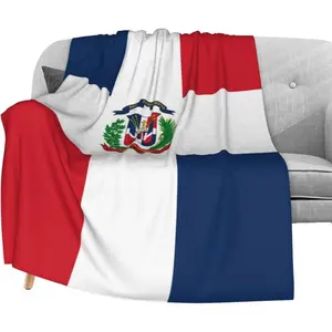 Dominica Republic Flag Fuzzy Flannel Blanket Throw 40"X50", Super Soft Lightweight Blanket Throw for Couch Chair Sofa, Cozy Bed Blanket for Kids Adults Dominican