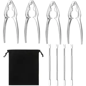 8 Pcs Seafood Tool Set,Crab Crackers and Tools Set,Crab Leg Cracker Tool,4 Crab Leg Crackers, 4 Stainless Steel Crab Forks and 1 Storage Bag,Suitable for Seafood and Various Nuts