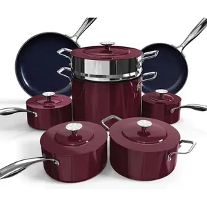 Deluxe PFAS-Free Ceramic Non-Stick Cookware That Doesn’t Peel or Burn Food (13-Piece Set)