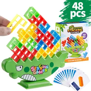 Stacking Game, 48pcs/set Blocks Game, Balance Game for Kids & Adults, Ideal Team Tower Game Stacker, Suitable for All Ages, Colorful Creative Building Blocks