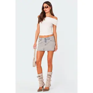 Vintage Washed Denim Mini Skirt