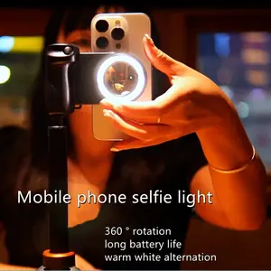Bluetooth-compatible Selfie Stick Camera Shutter Handle, Phone Photo Stabilizer with Flash Light, Compatible with iPhone & Android