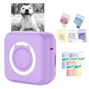 Portable Mini Sticker Printer, 1 Count Smart Pocket (with Printing Paper) for iOS&Android Bluetooth Compatible, Portable Receipt Printer for Photo Journal Notes Memo, Inkless Thermal Printer