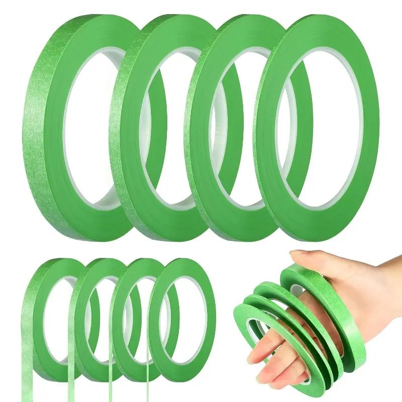4 Rolls Adhesive Self-Adhesive Pinstripe Masking Tape - 1/16, 1/8, 1/4, 1/2 in Widths, 52 yd Green Tape for Painters, Automotive DIY Car Paint Art (Home Improvement Paint Supplies & Tools), Adhesive Tape, Self Adhesive Tape