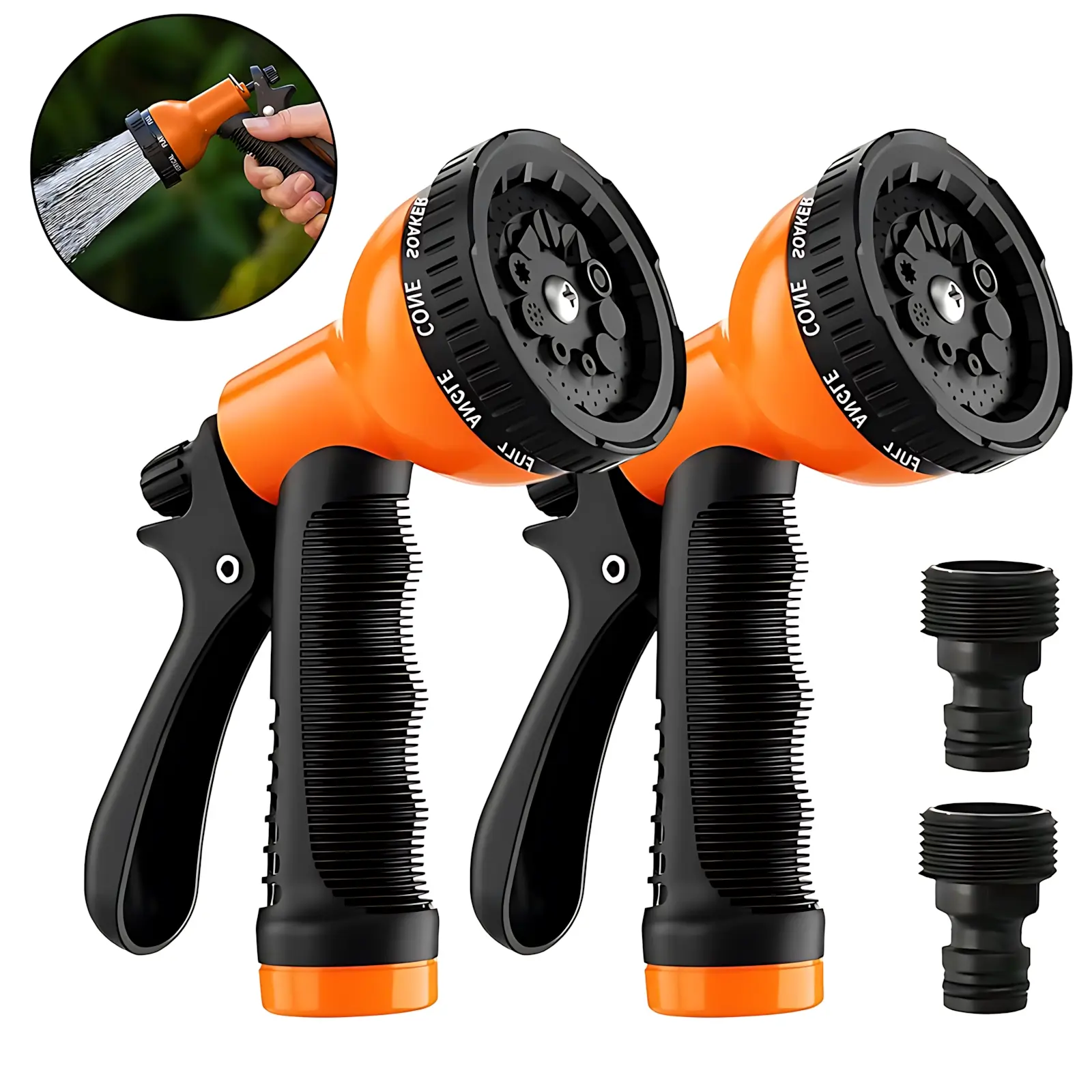 Garden Hose Nozzle Sprayers 2-Pack – Heavy-Duty Metal 1/4 Vertical Universal Fit Watering Kits with 10 Patterns, Small Ergonomic Handle, No Leaks, No Hand Fatigue for Car Washing, Lawn Care, 10 Watering Patterns