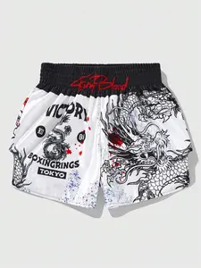 Men's Casual Graphic Print Boxing Shorts, Athletic Wear Shorts, Comfortable Loose Fit, Regular Style, Perfect for Leisure Scenes, Simple Design, Casual Sporty Shorts