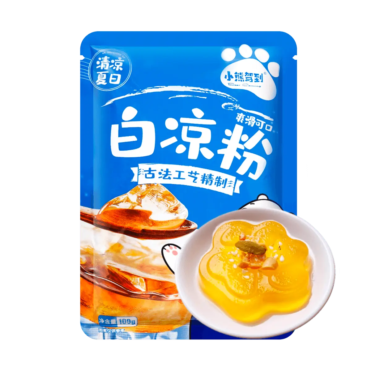 BEAR COMING Jelly Powder 100g - Instant Grass Jelly Mix for Refreshing Summer Desserts, Easy DIY Sweet Treats