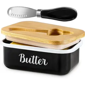 Butter Dish with Lid and Butter Curler Knife for Countertop - Unbreakable Metal Keeper Container with High-quality Double Silicone Sealing, for Kitchen Farmhouse Decor