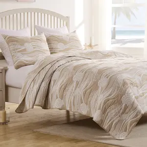 Greenland Home Fashions Dover Natural Coverlet Set – 2-Piece Twin/XL, 68X88 Inches