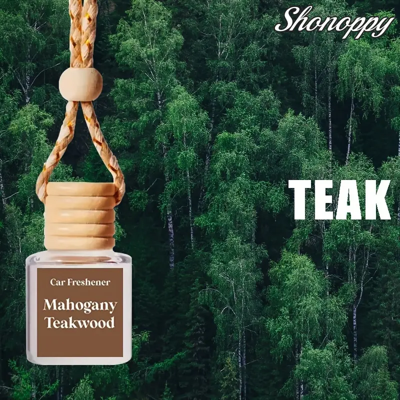 Reusable Mahogany Teakwood Car Scent Diffuser - Hanging Aromatherapy Pendant, Long-Lasting Essential Oil Portable Car Accessory for Automotive Enthusiasts