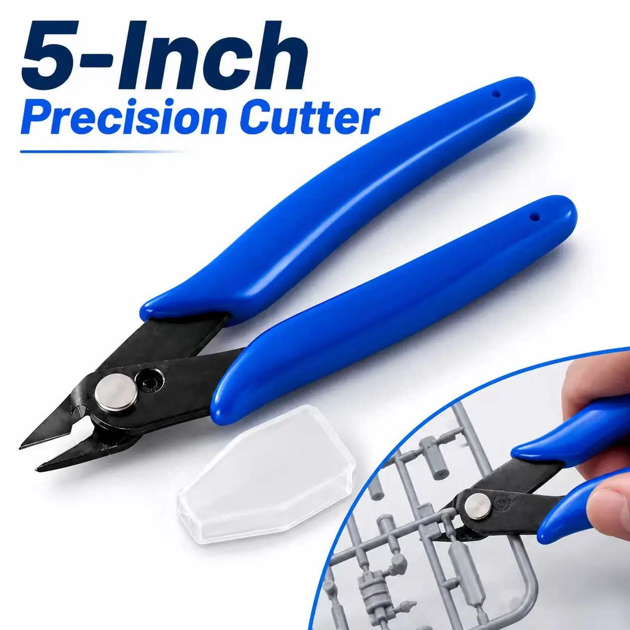 5 Inch Precision Electronic Side Cutter Pliers, Industrial Grade Wire Cutting Nipper with Anti-Slip PVC Handle, for Model Building, Jewelry, Circuit Board Repair