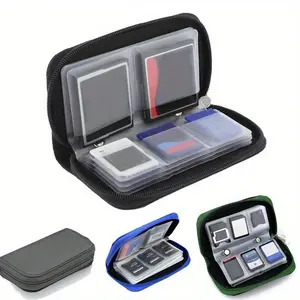 1pc Portable Memory Card Storage Bag, Suitable For SD Card, CF Card Storage Protection Box, Including 18 SD Card Slots And 4 CF Card Slots