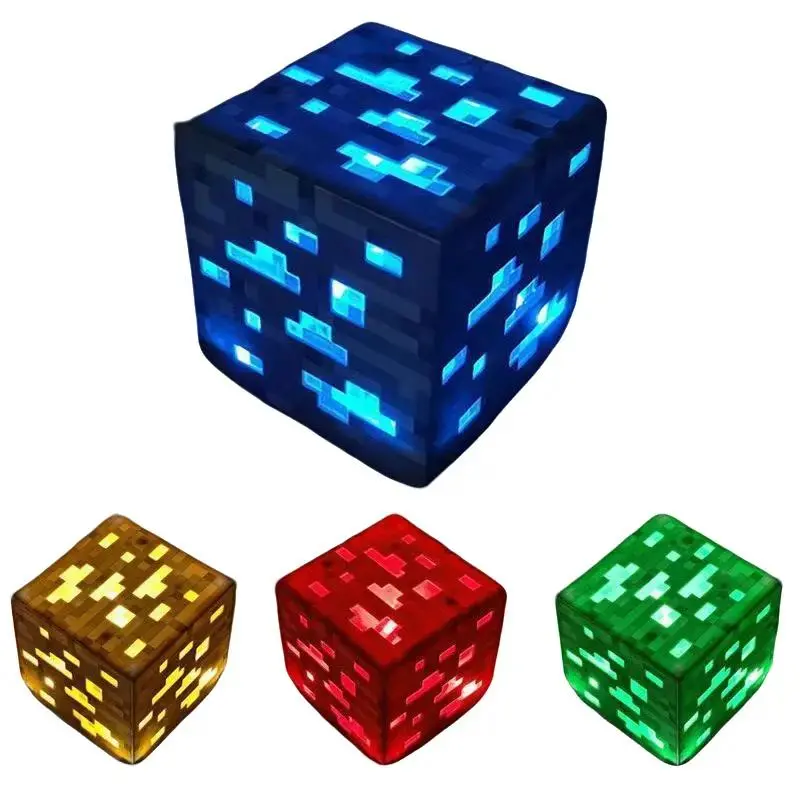 Rechargeable LED Redstone Ore Statue Night Light - Color Changing Lamp with Diamond, Lapis Lazuli Effects, LED Multicolor Decoration & Mood Lighting for Bedrooms, Living Rooms