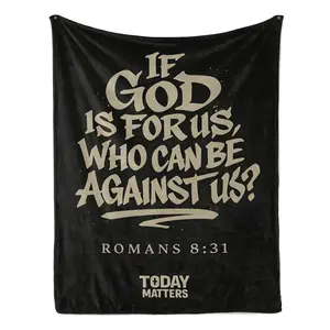 Romans 8:31 Bible Verse Flannel Blanket If God Is For Us Quote Print Soft Warm Cozy Plush Throw for Bedroom Worship Space Daily Inspiration Ideal Christian Faith Gift