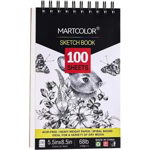 5.5X8.5” Premium Sketch Book Set, 1 Pack, 100 Sheets(68 lb/100gsm) Sketchbook, Spiral Bound, Acid-Free Drawing Paper, Artist Sketch Pad for Beginners Artists, Perfect for Most Dry Media